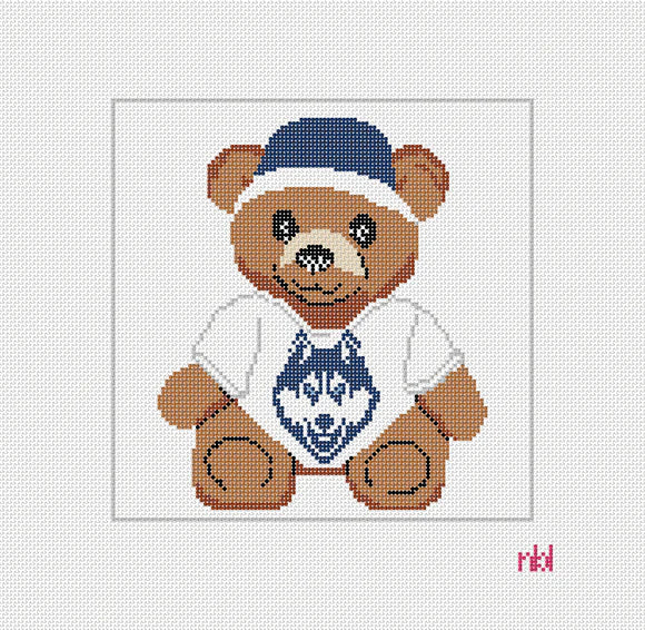Needlepoint by Laura University of Connecticut Teddy Bear