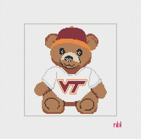 Needlepoint by Laura Virginia Tech Teddy Bear