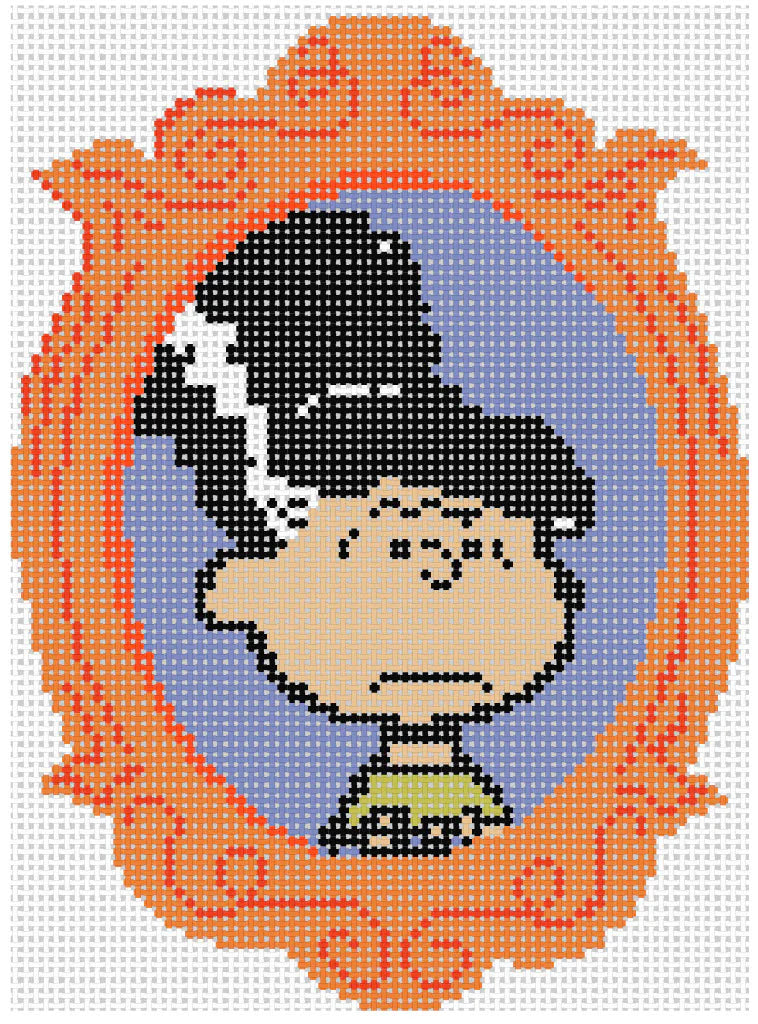 Officially Needlepoint PEANUTS Halloween - Framed Violet as the Bride of Frankenstein Canvas