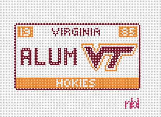 Needlepoint by Laura Virginia Tech License Plate