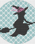 Officially Needlepoint K388 - Halloween Round- Witch On The Go