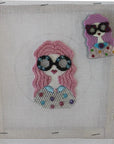 Sew Much Fun Lady with large glasses and stitch guide