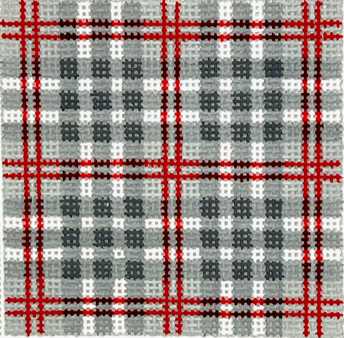 Kate Dickerson INSSQ3-24 3&quot; Square Madras - Grays, Red &amp; White