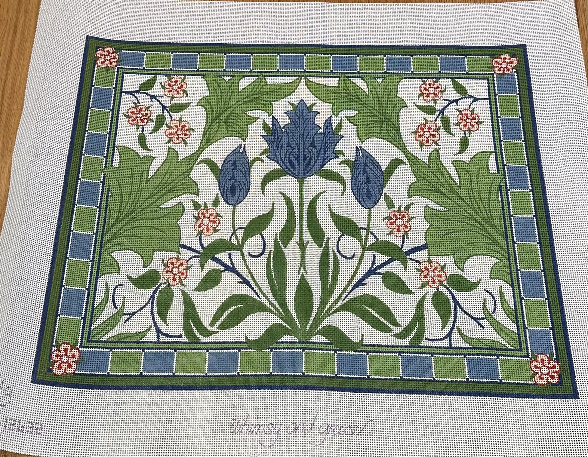 Whimsy and Grace Wg12632-13 Wm&#39;s Blue Tulips Long Pillow