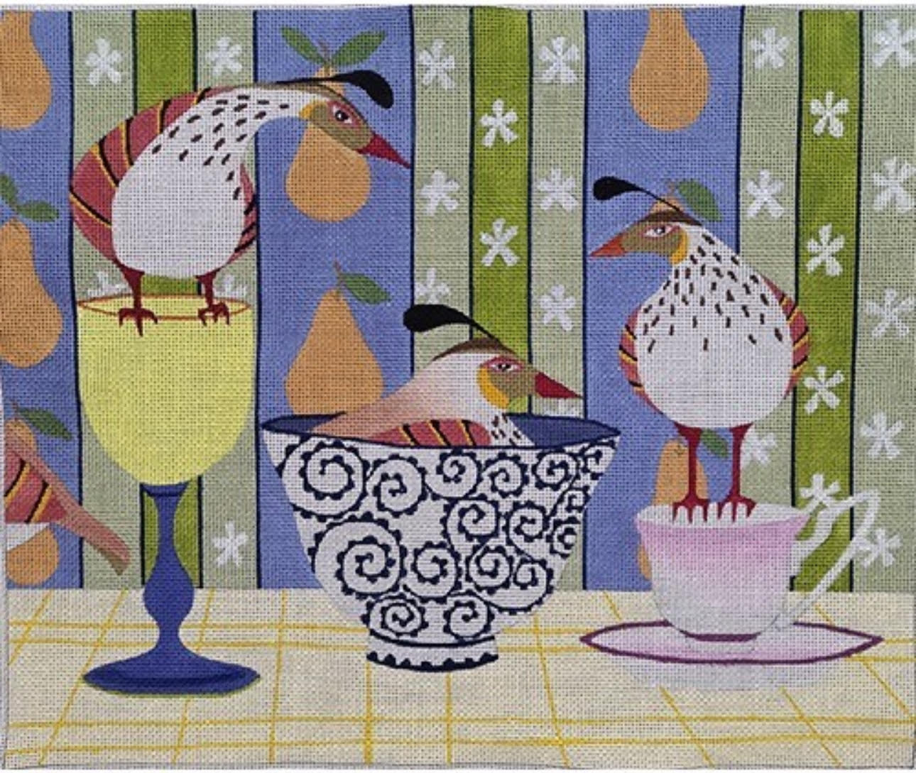 Zecca ZE878 Partridge and Pear Wallpaper (specify 13 or 18 mesh at checkout)