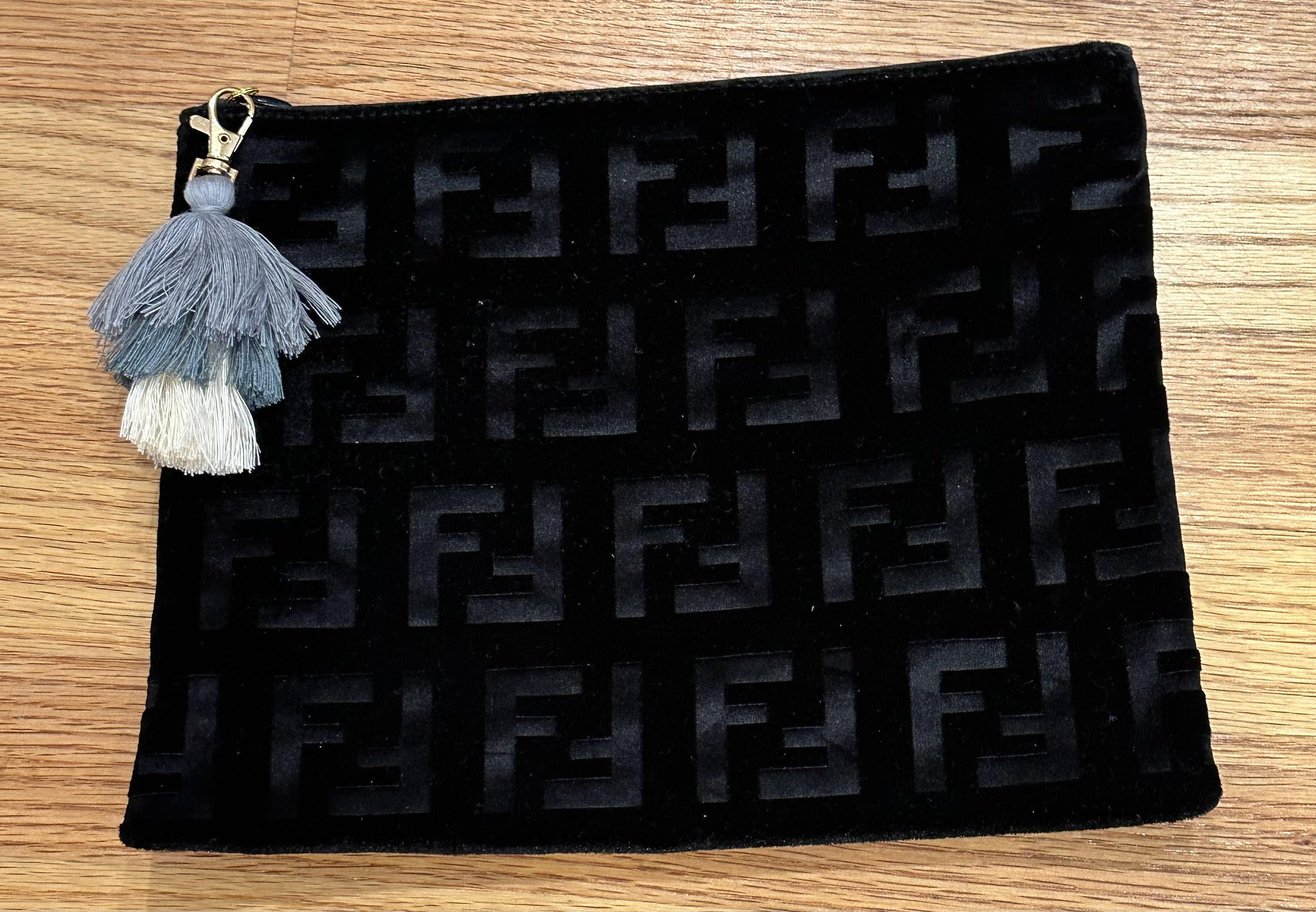 Black Velvet Fendi Pouch with Tassel Leather back – Stitch by Stitch