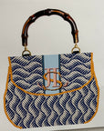 Jeni Sandberg JS-227B-1 and 2 Blue and White purse and base flap