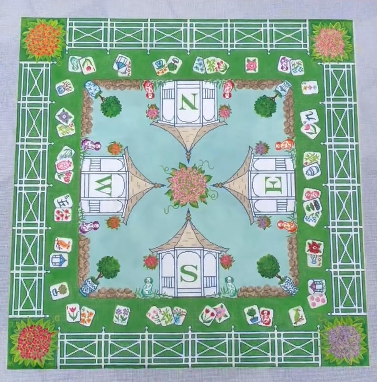 Kate Dickerson MAT-01 English Country Garden Theme Mahjong Mat