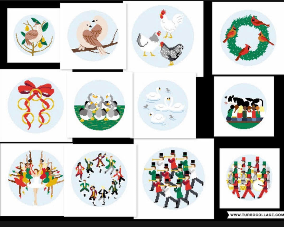 The Salty Stitcher's TSS-21 - TSS-32 12 Days of Christmas Ornaments