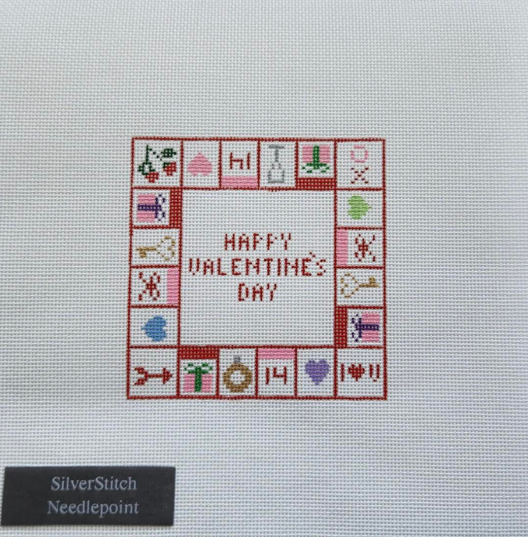 Silver Stitch Needlepoint Mini Valentines Monopoly