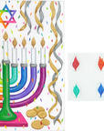 MEN-01 Rainbow Confetti Menorah with Flames