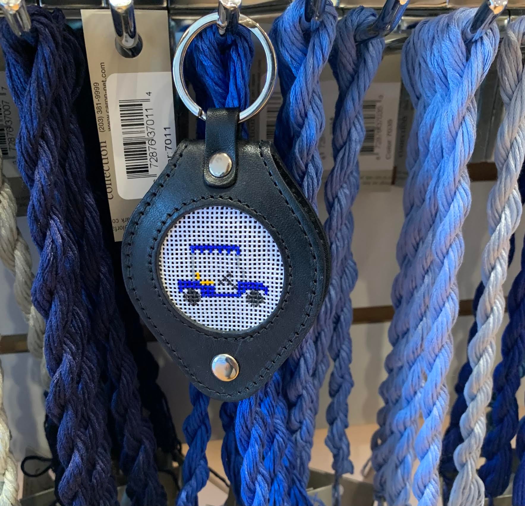 Julia's Needleworks Golf Cart Self Finishing Key Fobs Stitch by Stitch