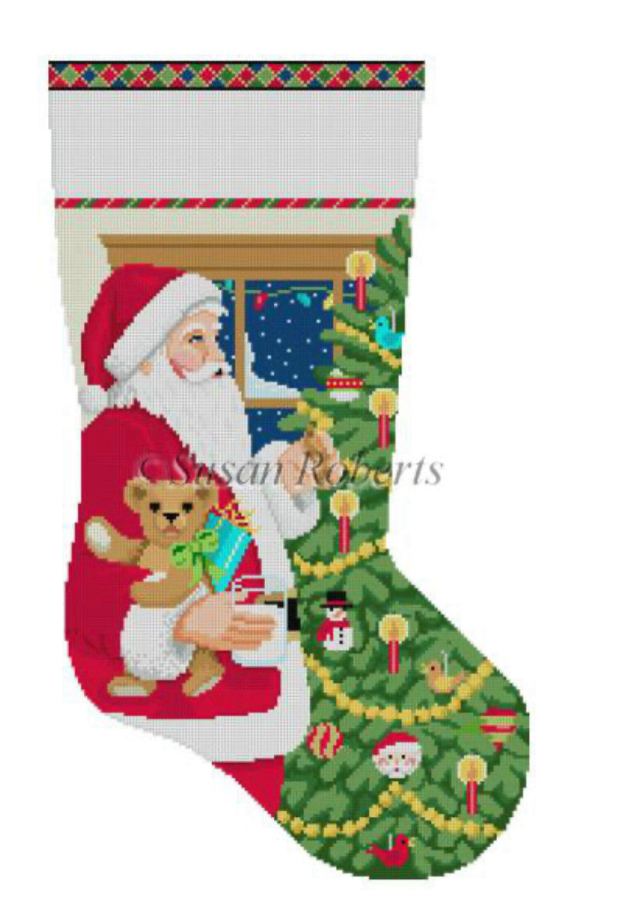 Susan Roberts 0155 Stocking Santa and Ornament Tree