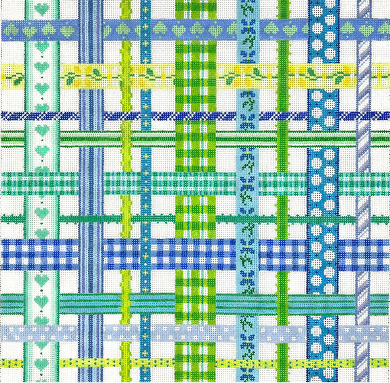 Kate Dickerson PL-04 Woven Ribbons Blue and Greens