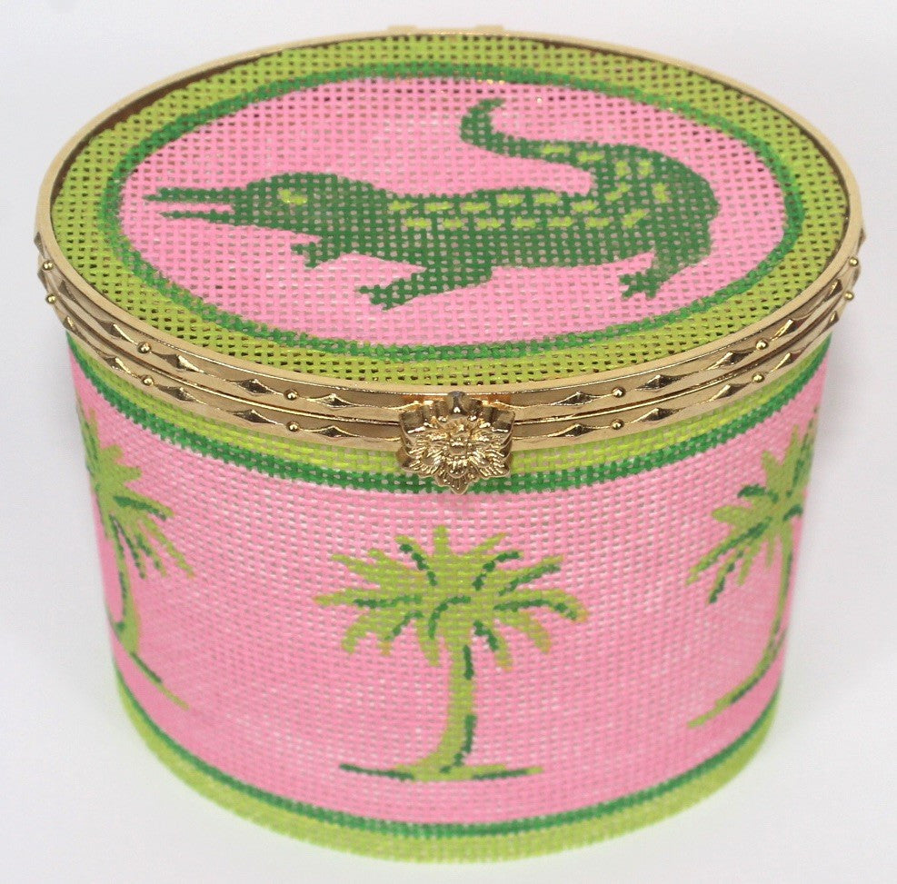 Kate Dickerson BXLO-01 Lg. Oval Green Gator &amp; Palms