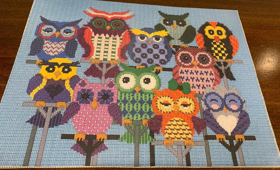JP Needlepoint Owls B151-stitch guide 13 mesh