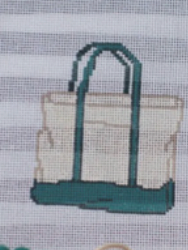 Wheelhaus Needlepoint WN-CBT1 Green Canvas Boat Tote