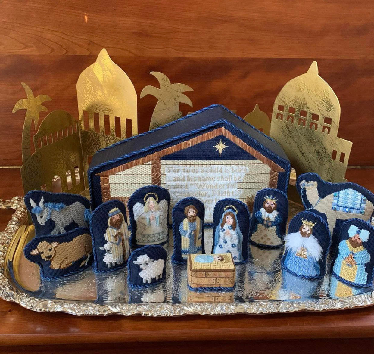 Patricia Sone Nativity in Blue and White with Stitch Guide
