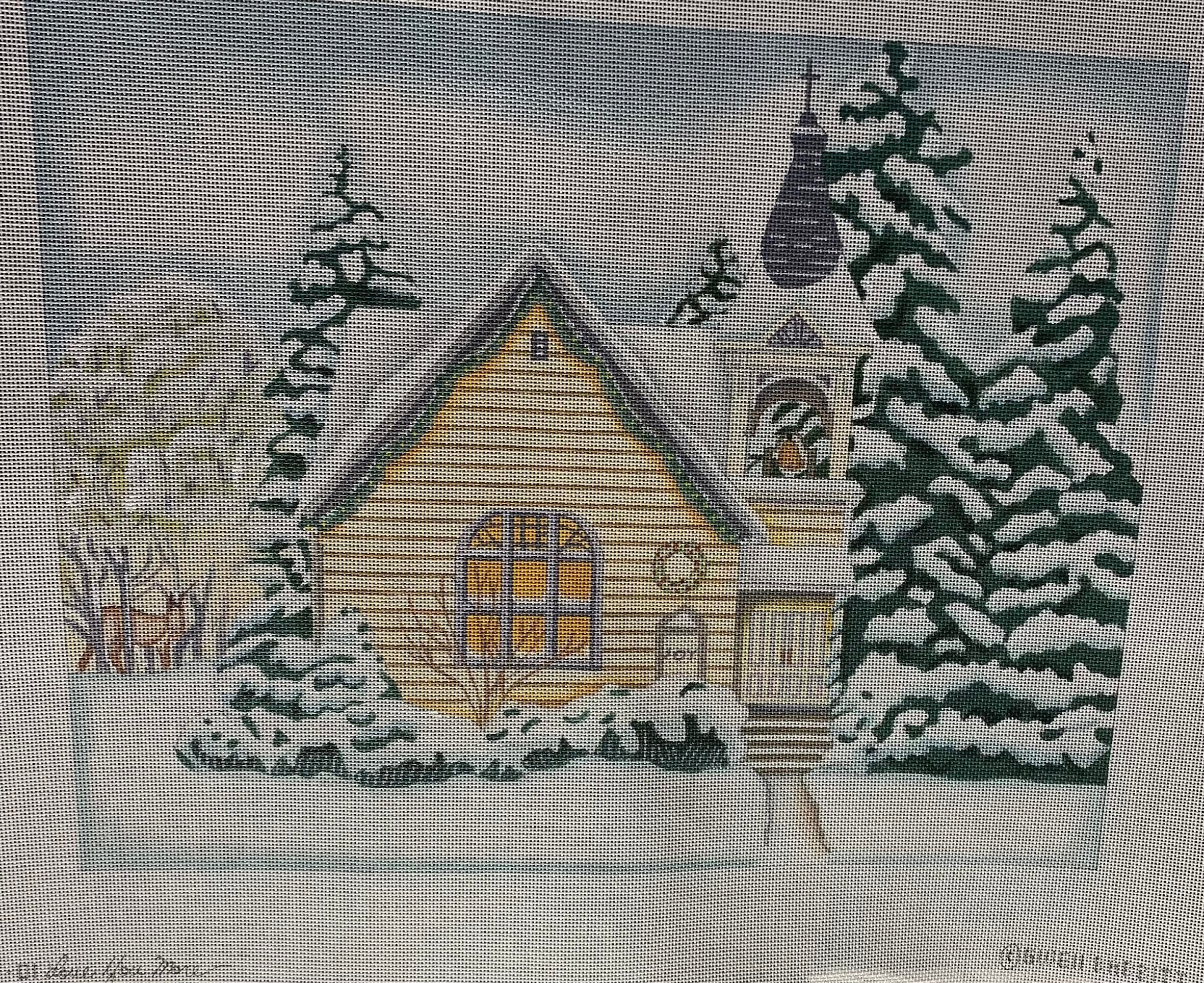 Love You More Winter Church PAINTED canvas