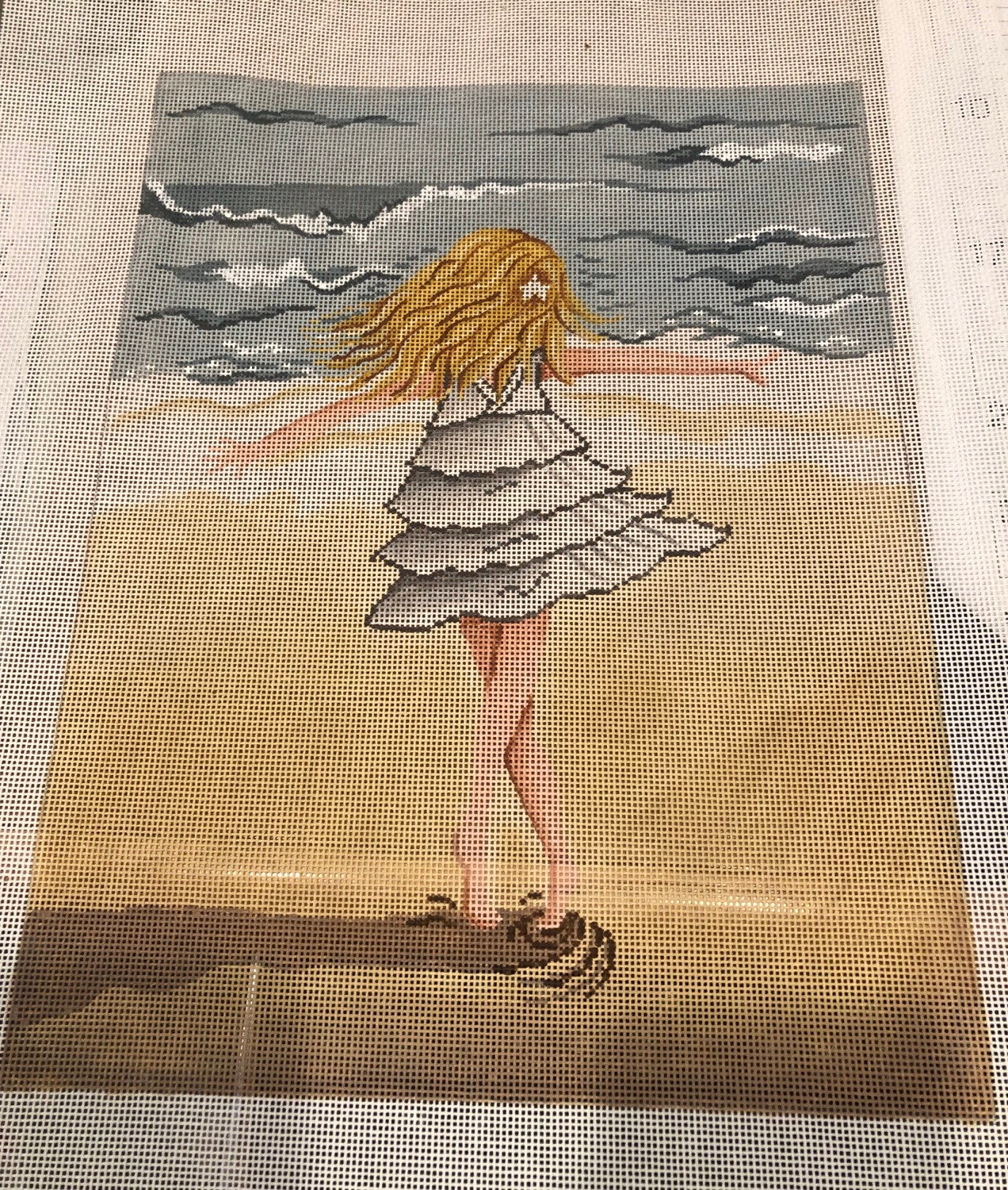 Patti Mann Girl twirling on beach