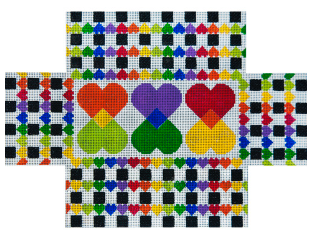 JP Needlepoint BC-066 Check out my rainbow hearts Brick Cover