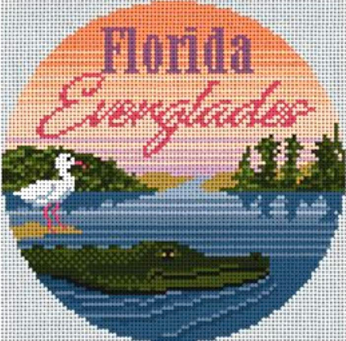 Needlepaint 5&quot; Florida Everglades Round