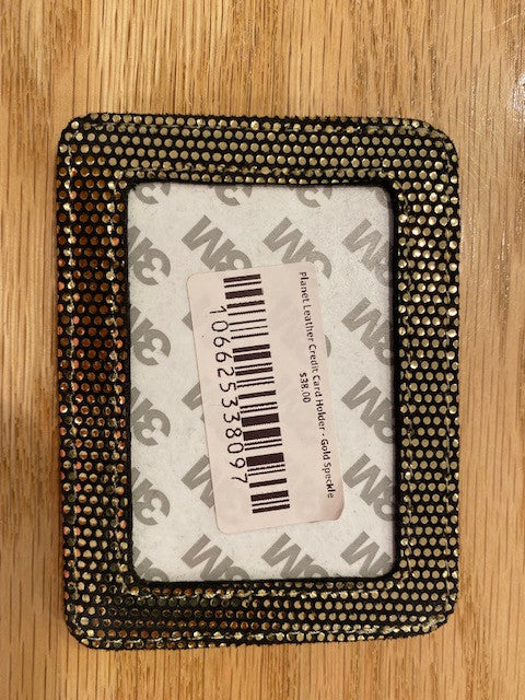 Planet Earth Leather Credit Card Holder-Black w/gold Planet Earth Leather Credit Card Holder-Black w/gold