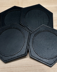 Meredith Collection Black Leather Coasters - takes 3" Round Insert (Set of 4)