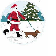 Ann Kaye AOK90 Sporty Santa: Dog Walking Santa (Dachshund)
