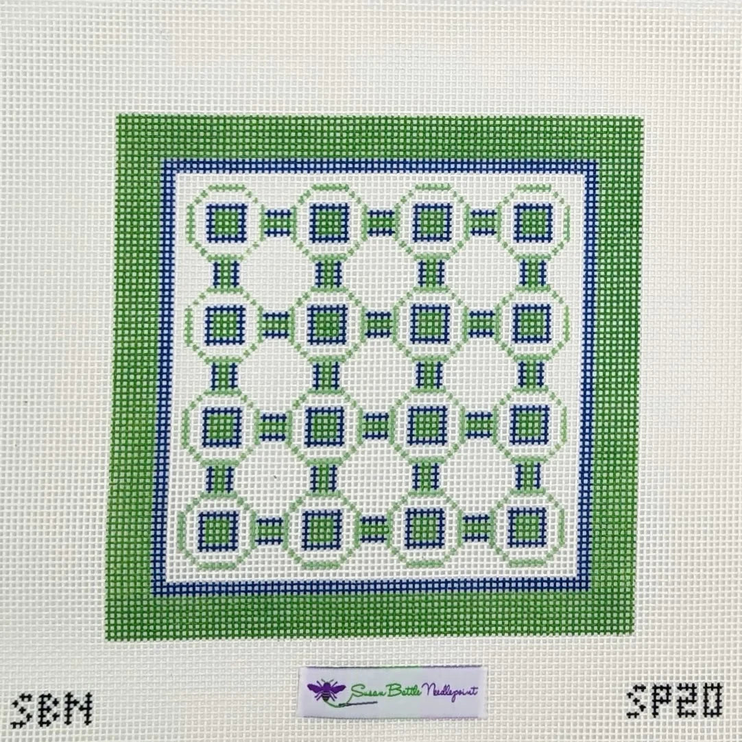 Susan Battle SP20 10 mesh Blue &amp; Green Geometric