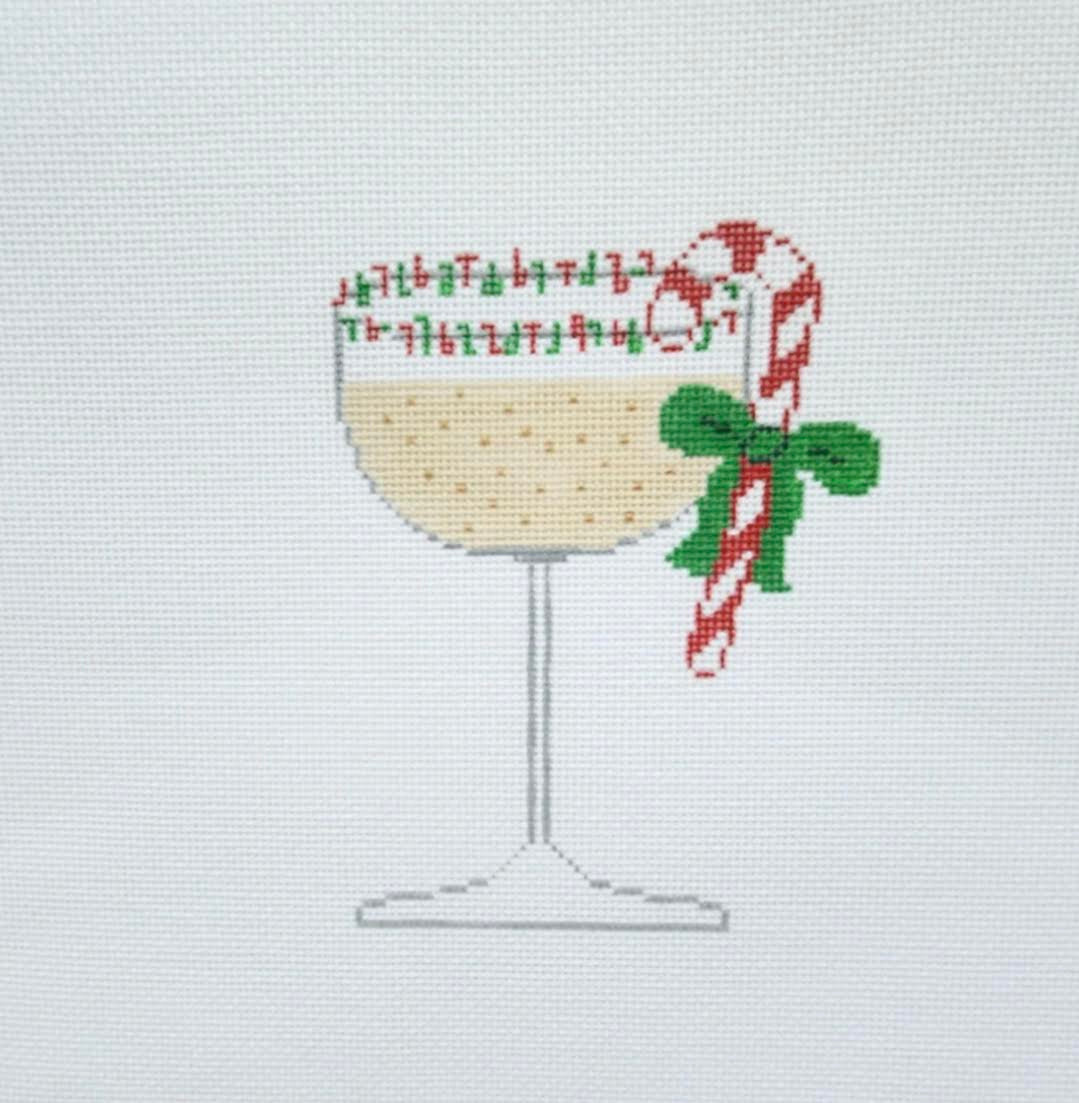 Silver Stitch Needlepoint Candy Cane Cocktail