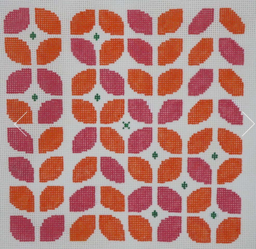 Cabell Stitchery CS77 - P Geometric Floral Pink/Orange