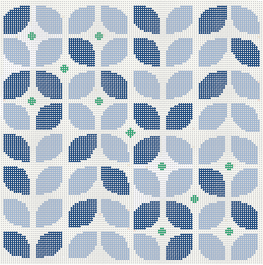 Cabell Stitchery CS77 - B Geometric Floral Blue