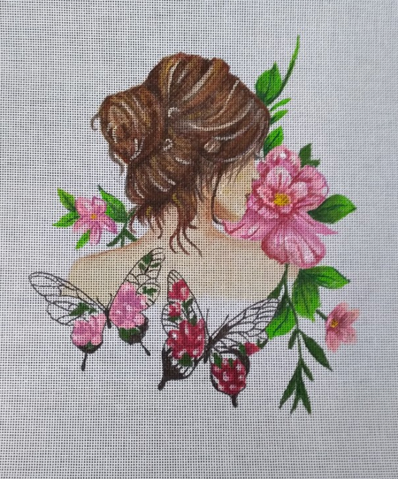 Oasis Needlepoint Girl with Butterfly