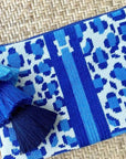 Silver Stitch Needlepoint Leopard Clutch - Blue