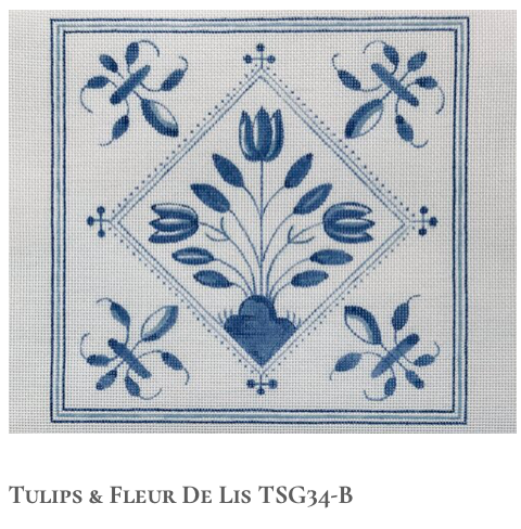 Plum Designs TSG34-B Blue/White Fleur de lys 13 mesh