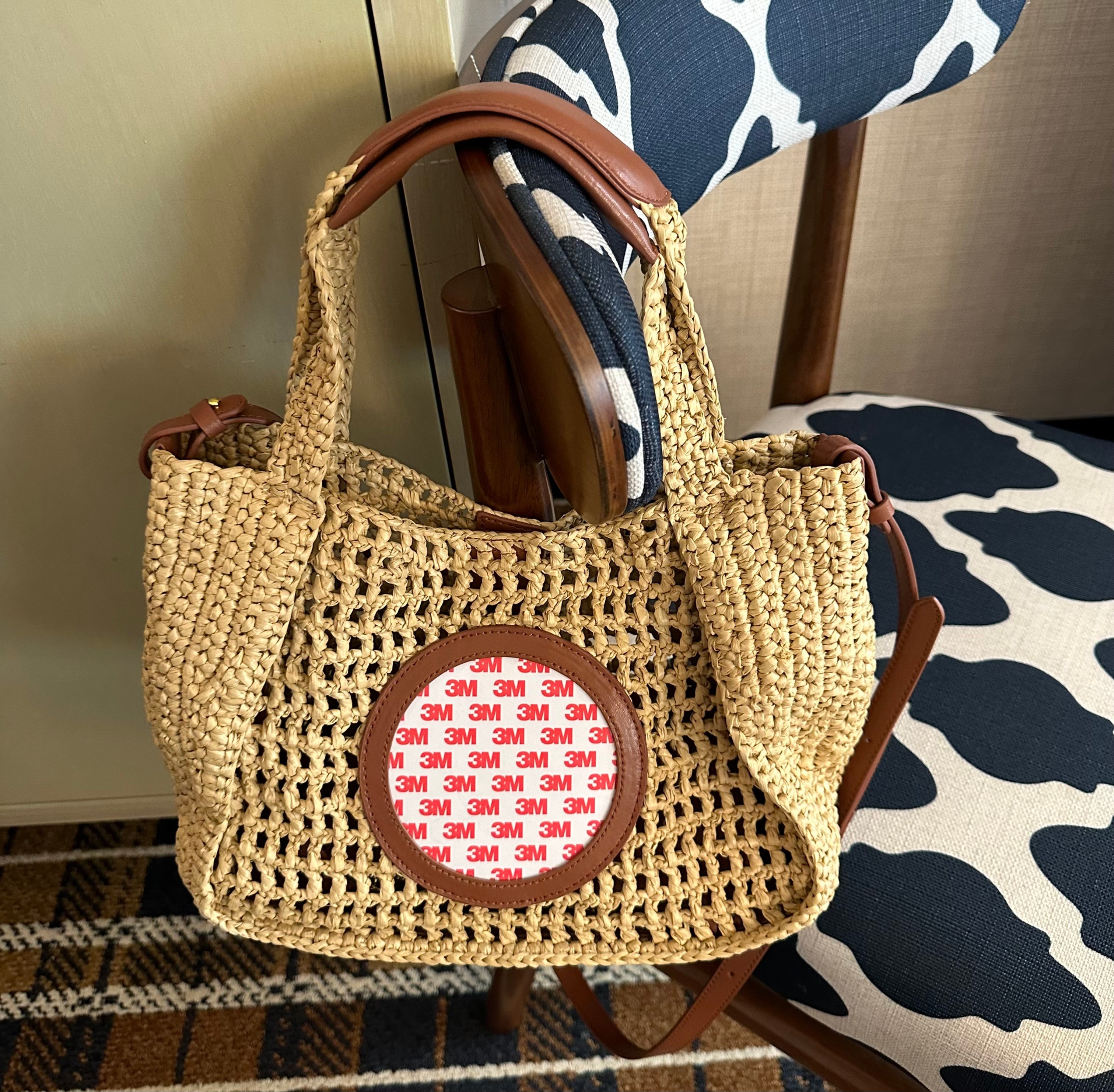 Rachel Barri Crochet Bag with Brown Trim