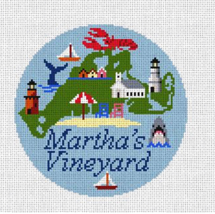 Needlepaint 5&quot; Martha&#39;s Vineyard Round