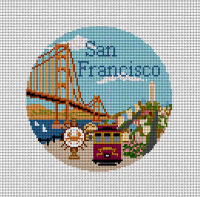 Needlepaint Handpainted San Francisco Ornament