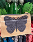 Planet Earth Tan/Blue Butterfly Zip Credit Case w/ Place for Keys