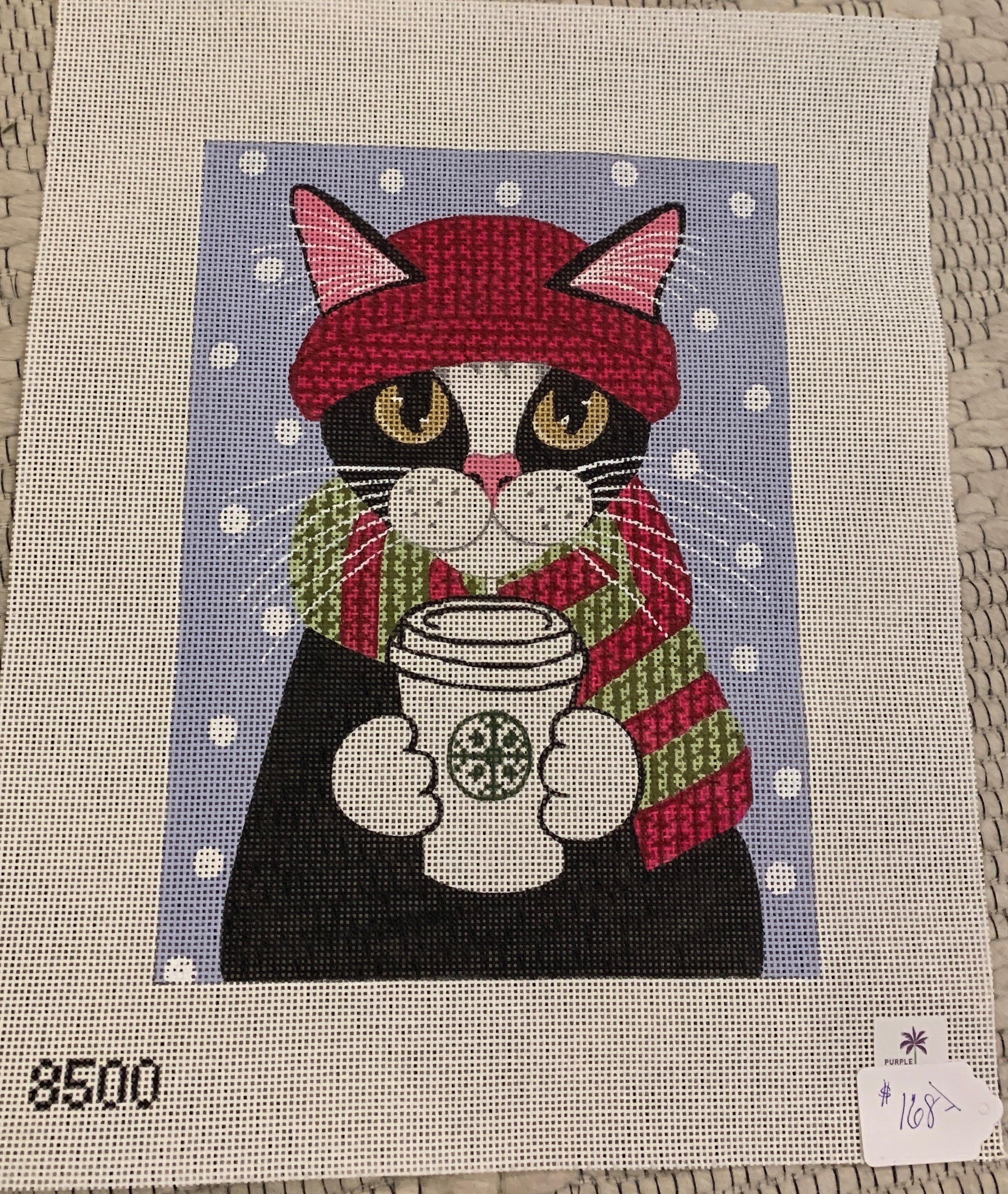 Purple Palm Designs Cat with Coffee 8500