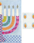 Kate Dickerson MEN-02 Bright Funky Patterned Menorah with Flames