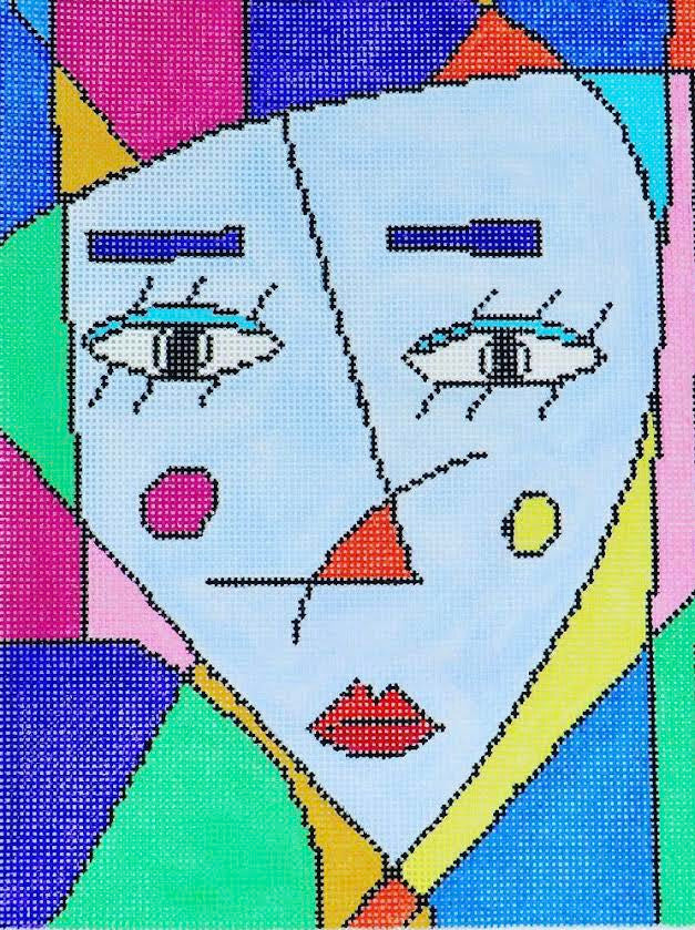 Cabell Stitchery CS29-M Melissa Abstract Blue Face