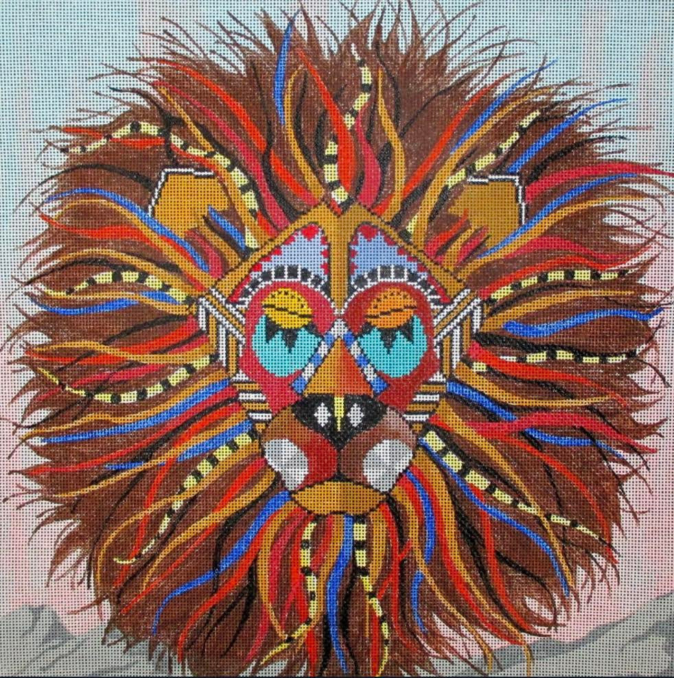 Tapestry Fair TC-15 A Tribal Mask Lion 18 mesh