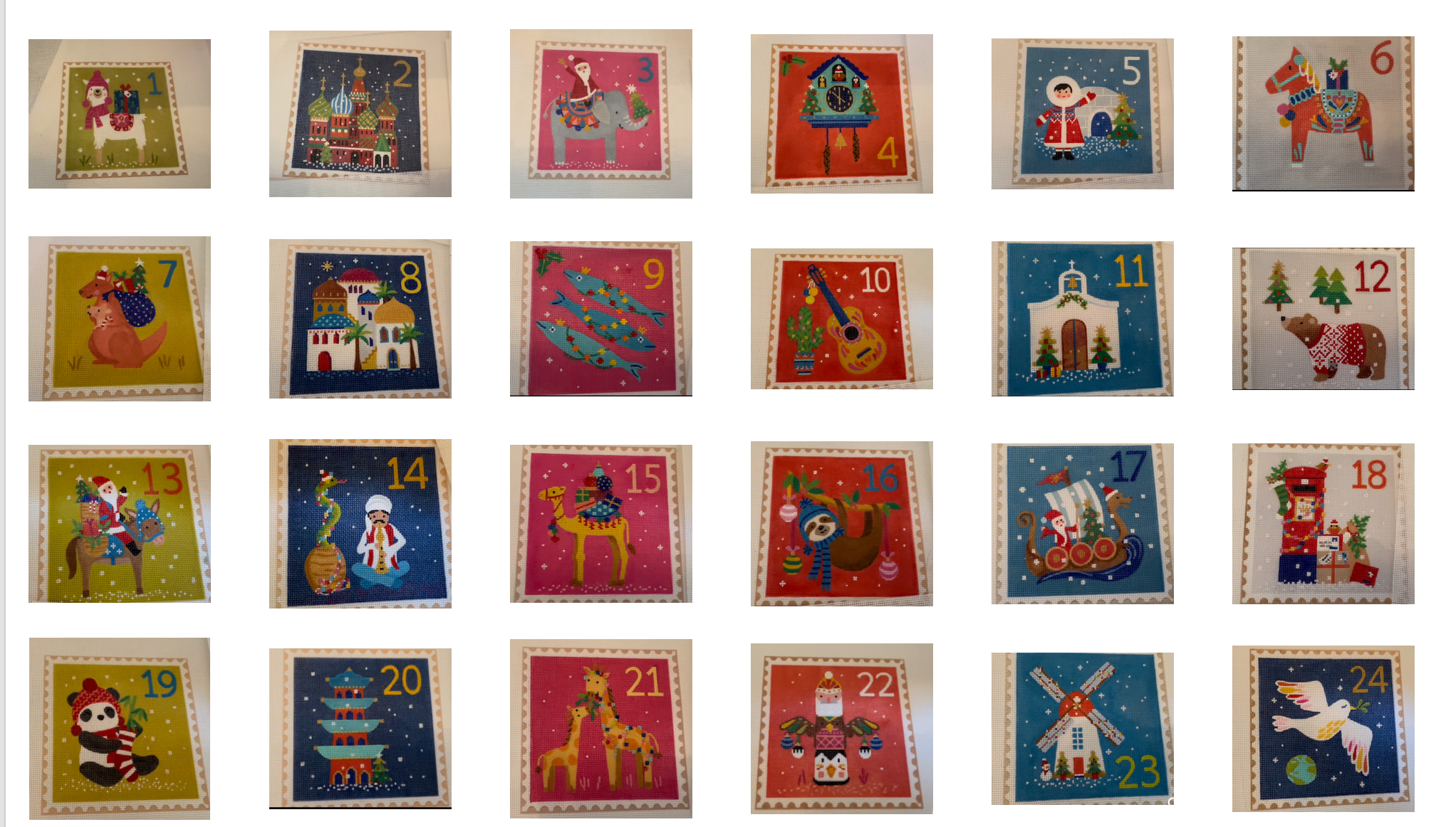 Kate Dickerson Country Advent Squares (stitch them with or without the number)