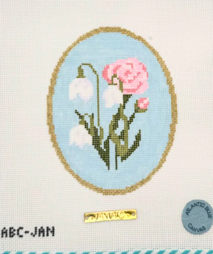 Atlantic Blue Birth Flower Ovals