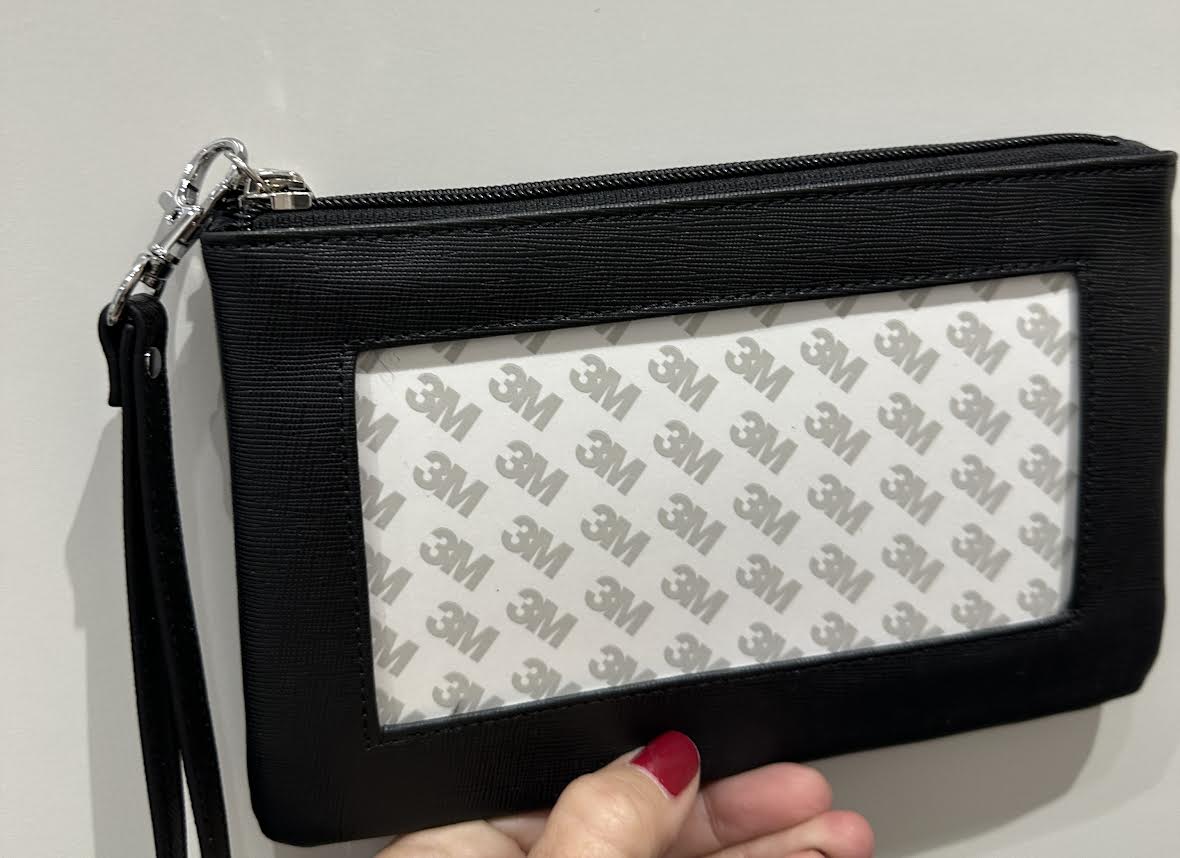 Bradley Needlepoint Black Leather Accessory Bag