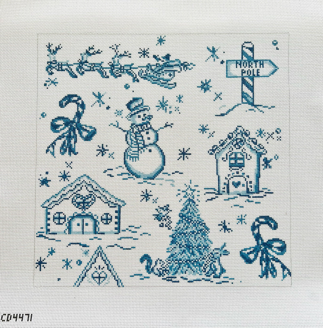 KCN KCD4471 Blue Christmas Toile Pillow