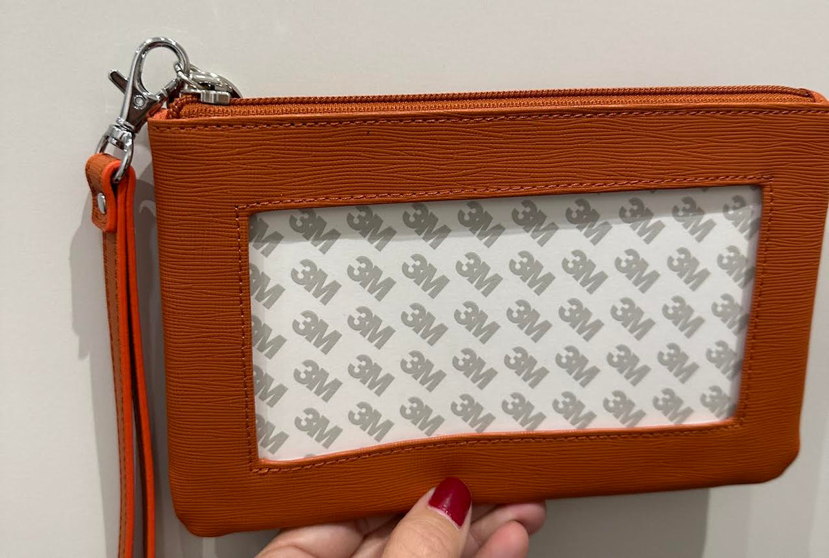 Bradley Needlepoint Orange Leather Accessory Bag
