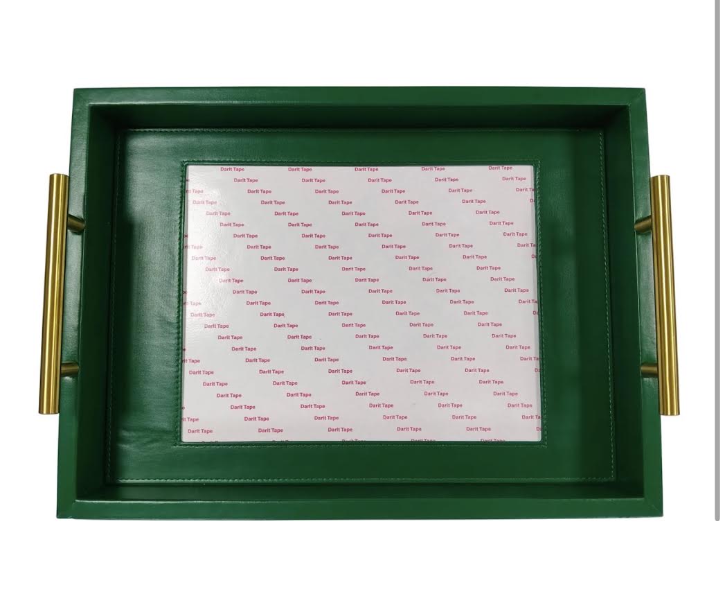 Threaded and Tipsy Green Rectangle Leather Tray